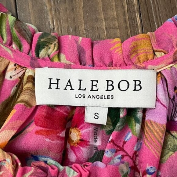 Hale Bob Kailani Pink Floral Tropical Top Lace Short Sleeves Size S - Picture 6 of 7